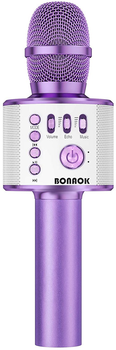 BONAOK Bluetooth Wireless Karaoke Microphone,3-in-1 Portable Handheld Karaoke Mic Speaker Machine Birthday Home Party for PC or All Smartphone Q37 (Light Purple)