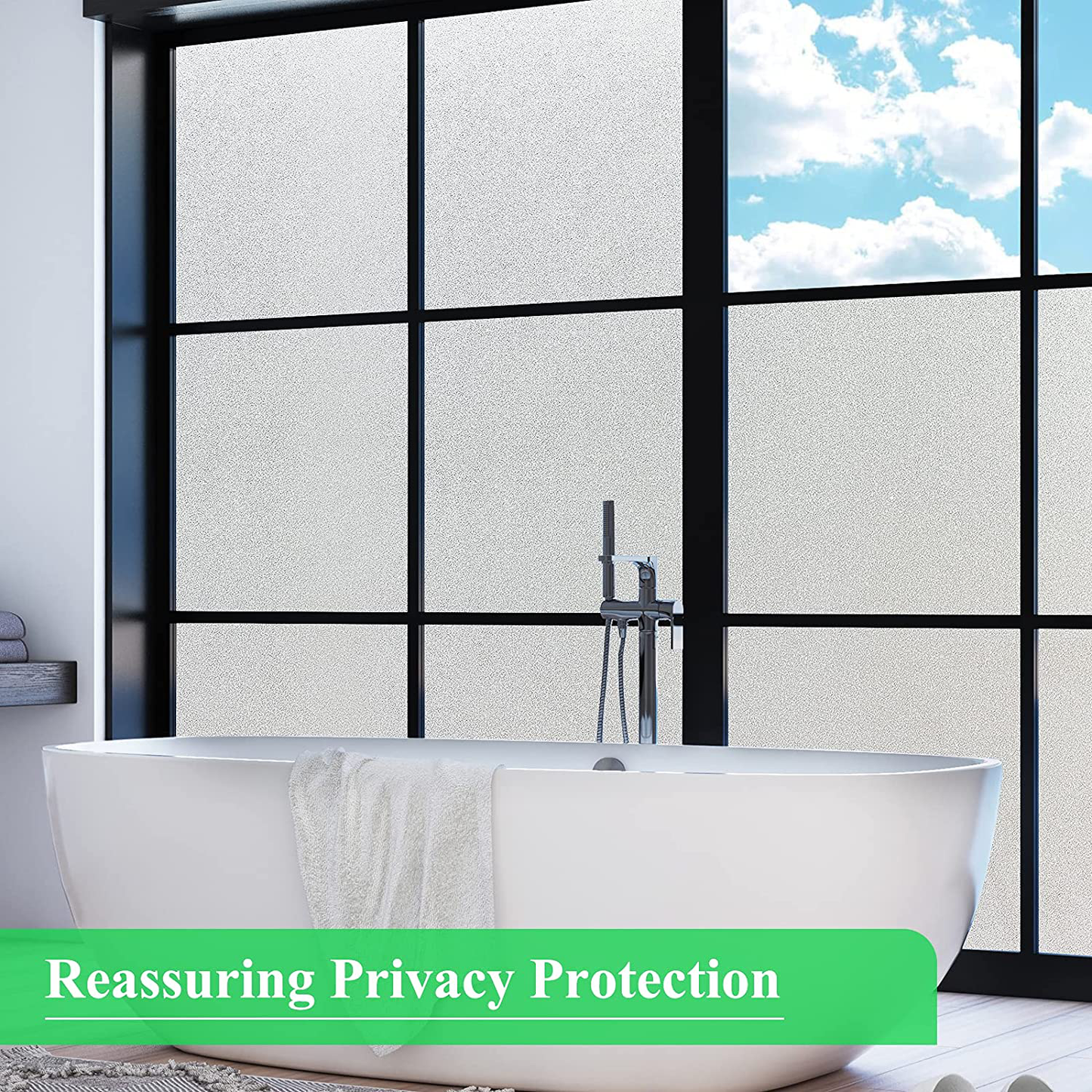 Coavas Privacy Window Film Sun UV Blocking Frosted Static Clings Non Adhesive Opaque Vinyl Decorative Glass Door Stickers Heat Control Coverings for Bathroom(35.4 x 78.7 Inch, Matter Pure)