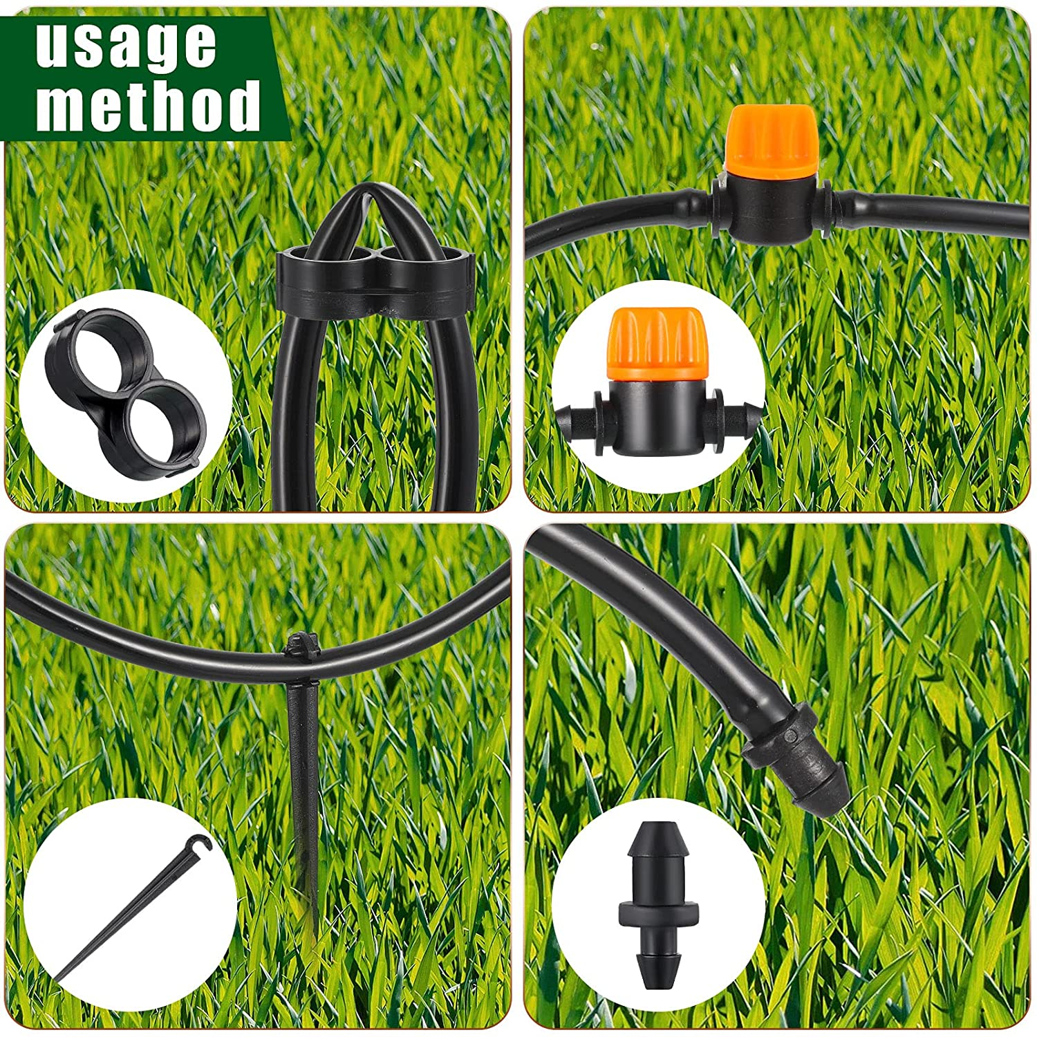 117 Pieces Irrigation Hose Barb Connectors Kit for 1/4 Inch Tubing, Drip Irrigation Hose Connectors for Garden Lawn Drip or Sprinkler Systems
