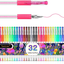 Glitter Gel Pens, 32-Color Neon Glitter Pens Fine Tip Art Markers Set 40% More Ink Colored Gel Pens for Adult Coloring Book, Drawing, Doodling, Scrapbook, Bullet Journal, Sparkle Gel Pen Gift for Kids