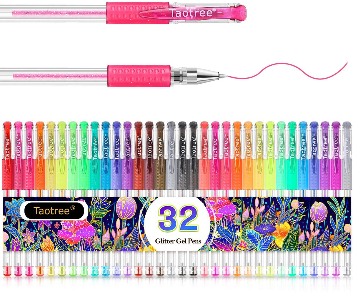 33 Neon Glitter Color Gel Pens for Adult Art Markers 40% More Ink Coloring  Books