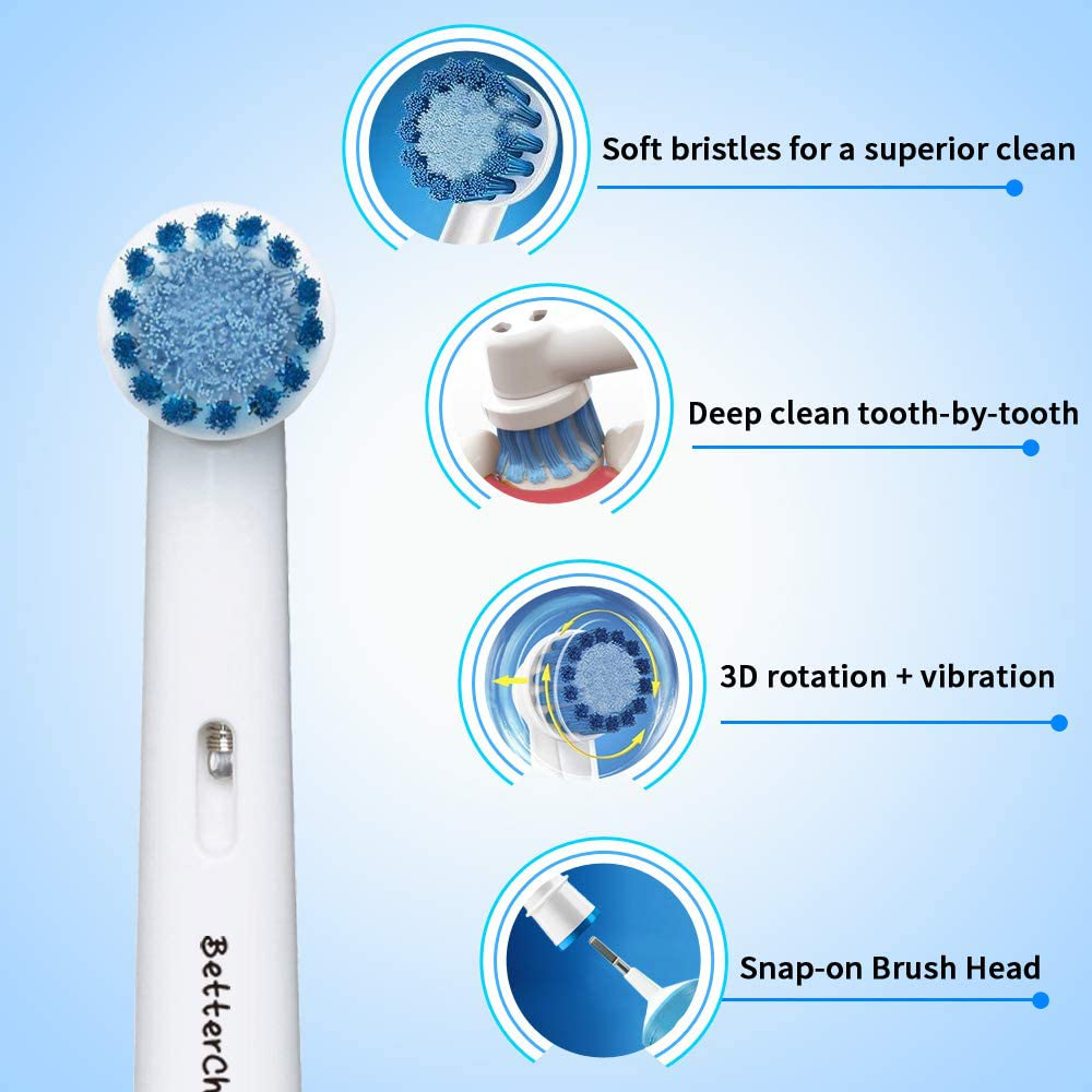 18pcs Sensitive Gum Care Replacement Brush Heads Compatible with Oral b Braun Electric Toothbrush. Soft Bristle for Superior and Gentle Clean.