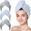 Microfiber Hair Towel, Hicober 3 Packs Hair Turbans for Wet Hair, Drying Hair Wrap Towels for Curly Hair Women Anti Frizz