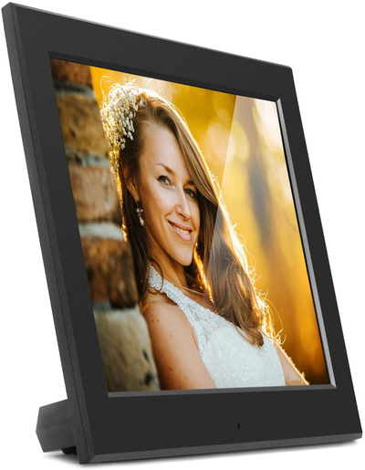 8" Slim Digital Photo Frame with Automatic Slideshow, USB/SD/SDHC Supported, Built-In Clock & Calendar, Easy Setup