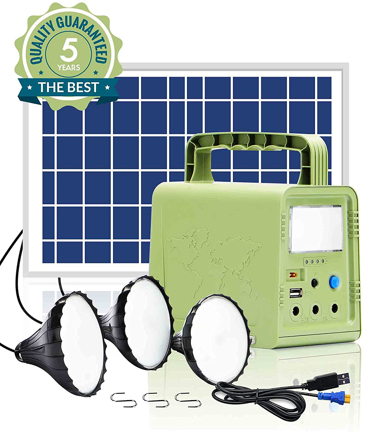 Portable Solar Generator, WAWUI Portable Power Station with Solar Panel & Flashlights, Camping Lights with Battery, USB DC Outlets, Solar Panels 84Wh for Outdoor Travel(84Wh)