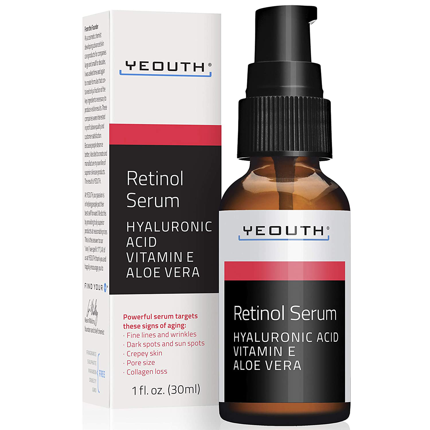 Retinol Serum 2.5% with Hyaluronic Acid, Aloe Vera, Vitamin E - Boost Collagen Production, Reduce Wrinkles, Fine Lines, Even Skin Tone, Age Spots, Sun Spots