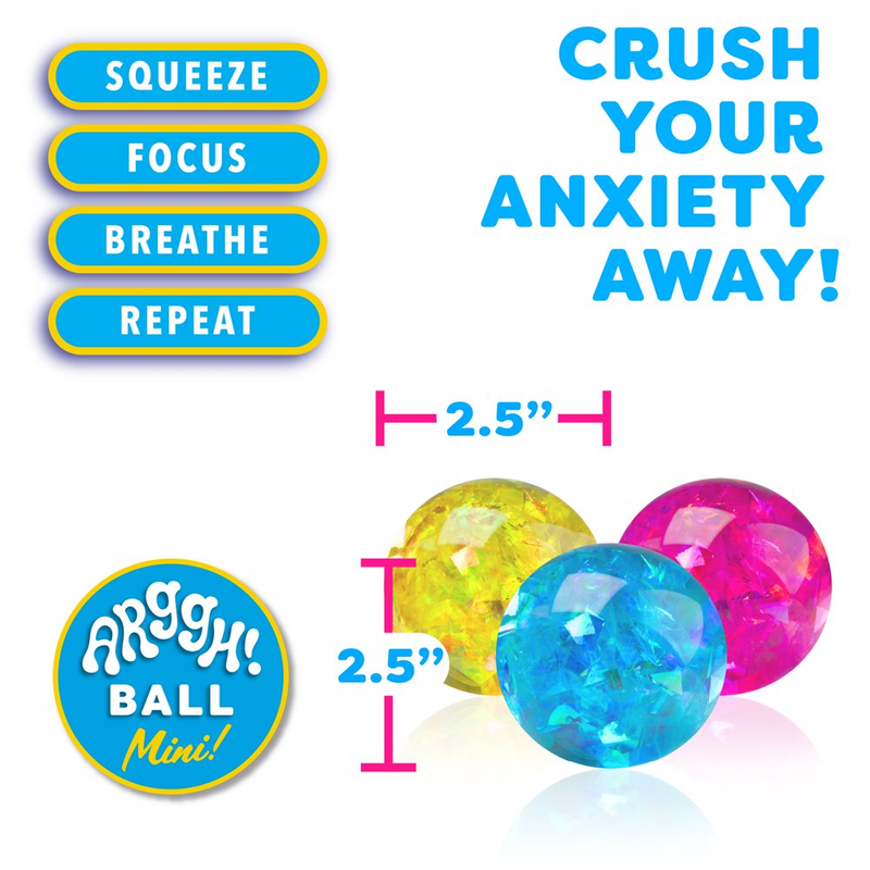  3 Pack Mini Squishy Glitter Fidget Stress Balls
