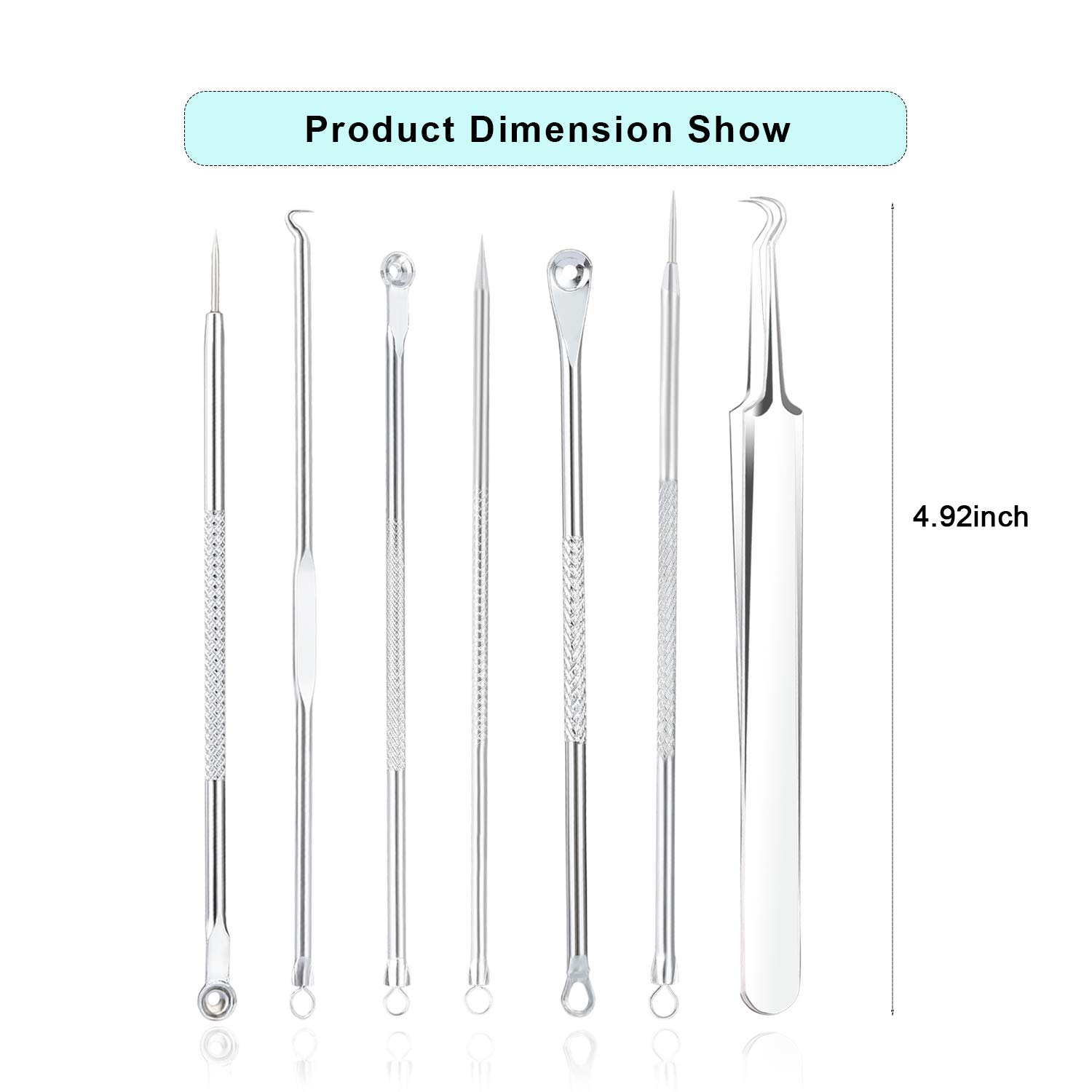 7PCS Blackhead Remover, Blackheads Extraction Removal Tool, Blemish Acne Pimple Extractor, Stainless Steel Removing Kit, Nose Face Clean Tools by OMDEAL