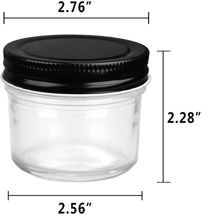 4oz Glass Jars With Lids,Small Mason Jars Wide Mouth,Mini Canning Jars With Black Lids For Honey,Jam,Jelly,Baby Foods,Wedding Favor,Shower Favors,Spice Jars For Kitchen & Home,Set of 40 ……