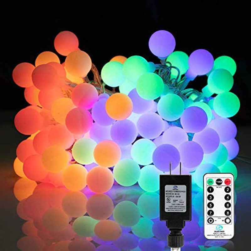 Mini Globe String Lights, 66 Ft. 200 LED Fairy String Lights Plug in, 8 Modes with Remote, Decor for Indoor Outdoor Party Wedding Christmas Tree Garden, Warm White