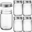 Glass Regular Mouth Mason Jars, Glass Jars with Silver Metal Airtight Lids for Meal Prep, Food Storage, Canning, Drinking, Overnight Oats, Jelly, Dry Food, Spices, Salads, Yogurt (5 Pack) (8 Ounce)