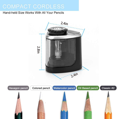 Pencil Sharpener Electric Pencil Sharpeners, Portable Pencil Sharpener Kids, Blade to Fast Sharpen