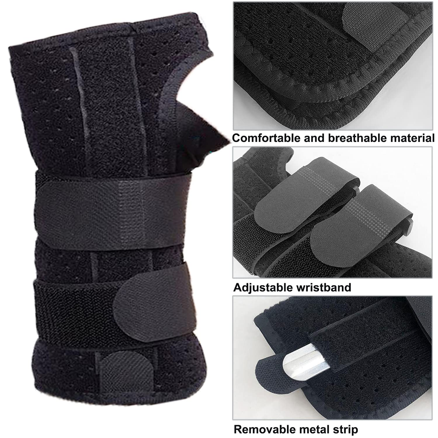 Wrist Support Brace Adjustable & Breathable Wrist Splint-Lightweight Splint with Cushioned Pads for Carpal Tunnel, Relief Pain, Tendonitis, Arthritis