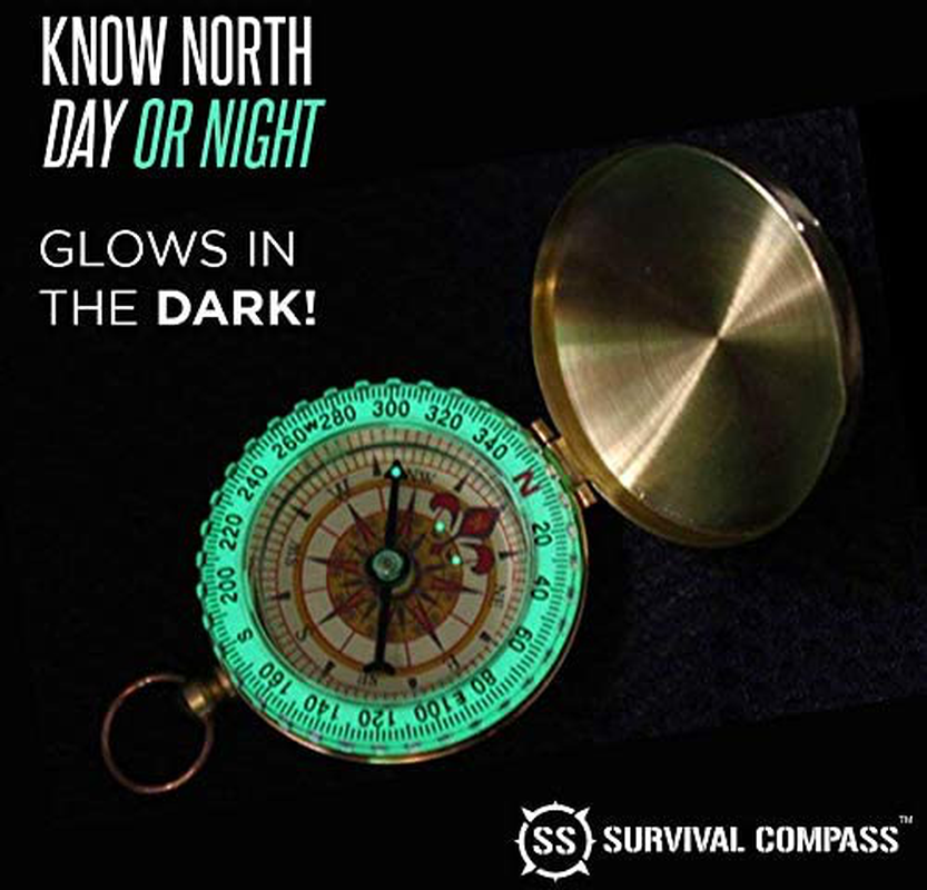 Sharp Survival Best Camping Survival Compass | Glow in the Dark Military Compass Survival Gear Compass