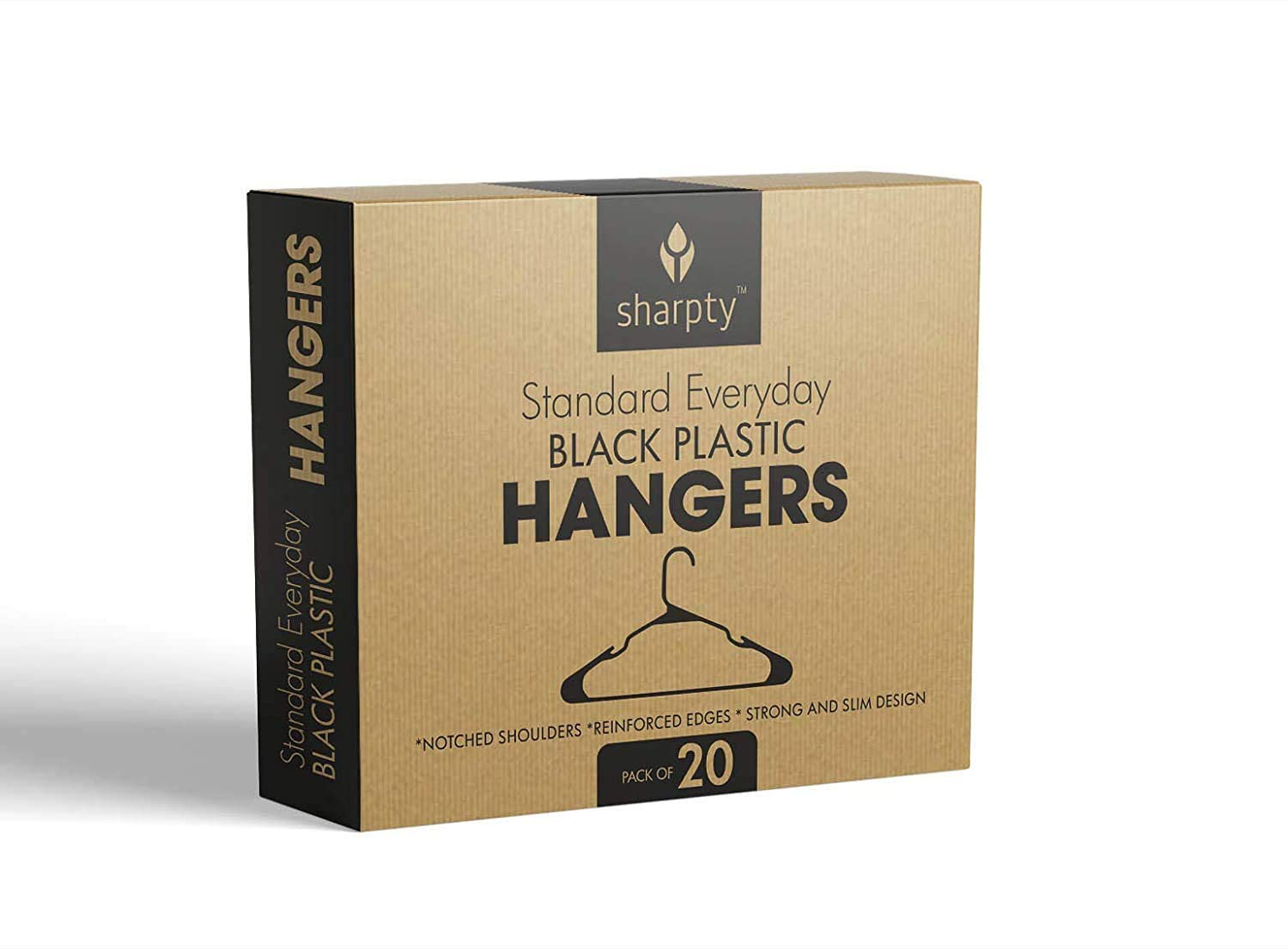 Sharpty Plastic Clothing Notched Hangers Ideal for Everyday Standard Use, (White, 50 Pack)