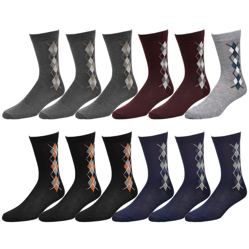 12 Pack of Men's Cotton Business Casual Dress Socks