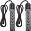 KMC 6-Outlet Surge Protector Power Strip 2-Pack, 900 Joule, 4-Foot Cord, Overload Protection