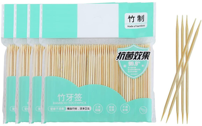 1200 Bamboo Wooden Toothpicks,Sturdy Safe Toothpick, Natural Wood Toothpicks,Used for Party, Appetizer, Barbecue, Fruit, Teeth Cleaning Toothpicks(4 Pack/1200 Piece)