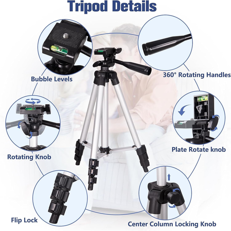 44" Phone Tripod with Phone Holder Mount/Wireless Remote