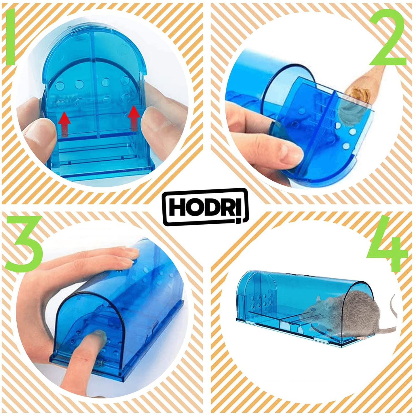 HODRI Humane Smart No Kill Mouse Trap,Cruelty Free Live Catch and Release,Easy to Set for Small Rodents Such as Mouse Mice Vole Mole Chipmunk,Reusable for Kitchen Garden Storage Garage,Blue