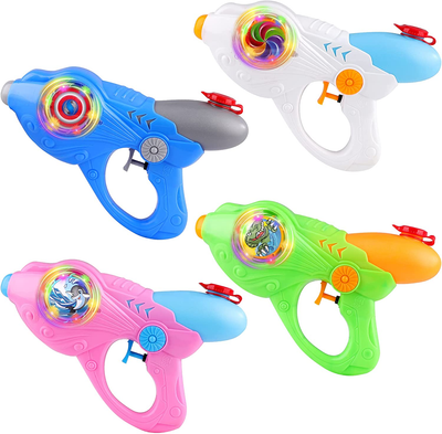 4 Pack Water Gun Light up Turning Wheel Water Fighting, Swimming Pool Playing, Family Water Fun, Outdoor Activity Toys