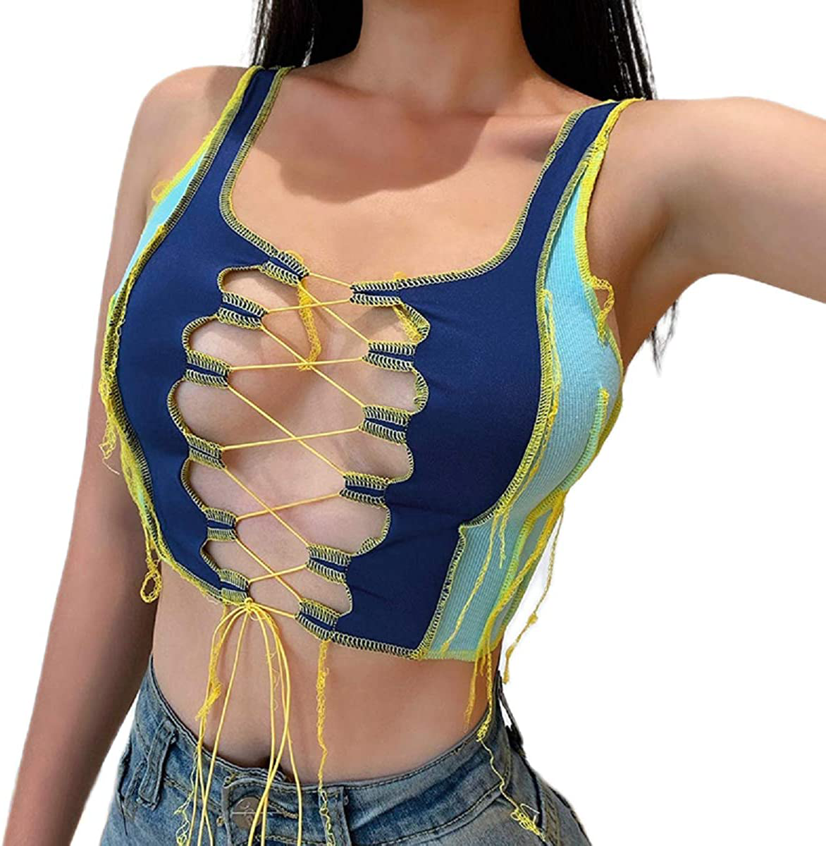 Women's Aesthetic Graphic Print Camisole Y2K Crop Top E-Girl Camis Vest Tee Shirt Top Girls Cute Tank Top Streetwear