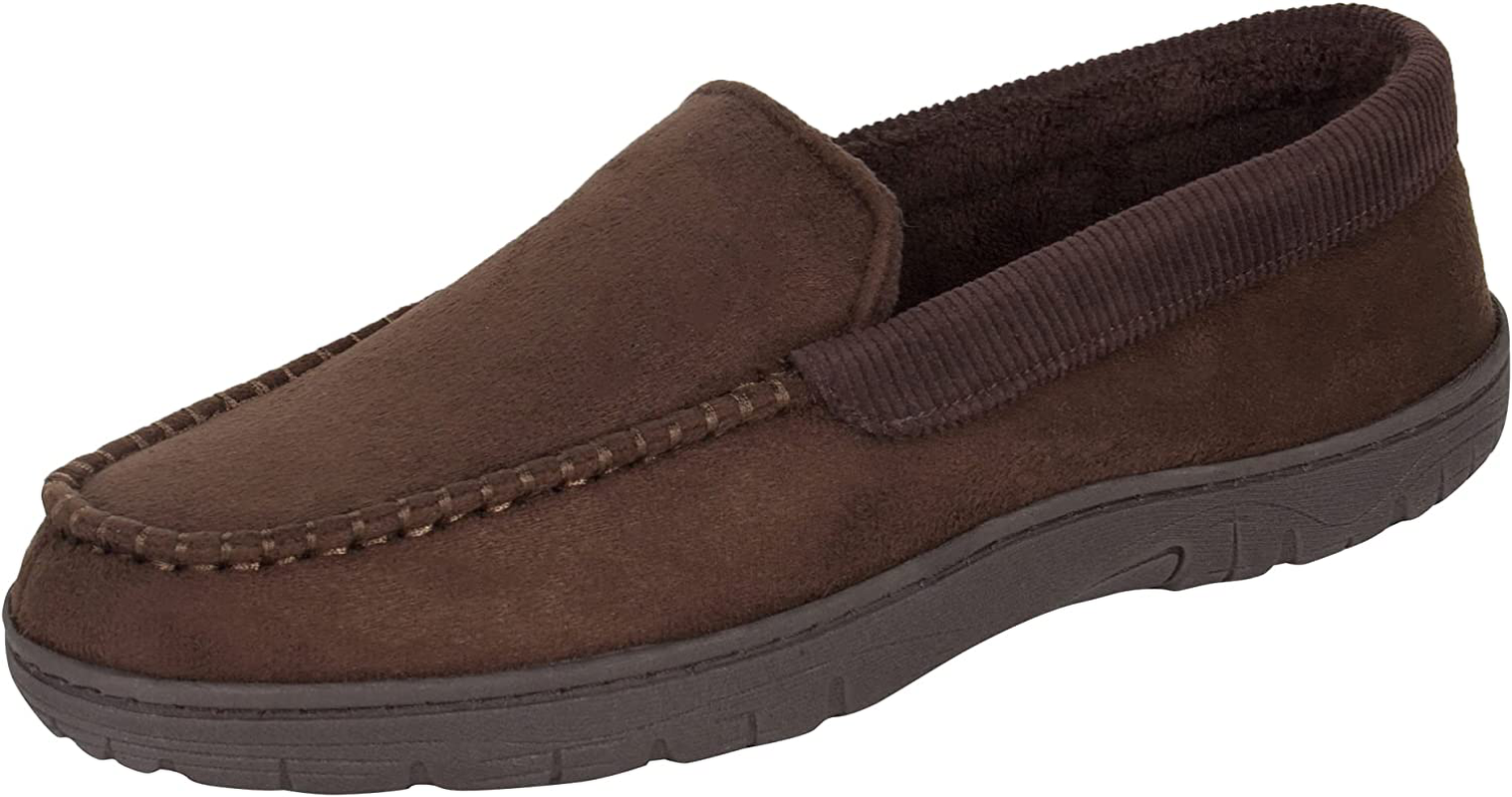 Hanes Men'S Moccasin Slipper House Shoe with Indoor Outdoor Memory Foam Sole Fresh Iq Odor Protection