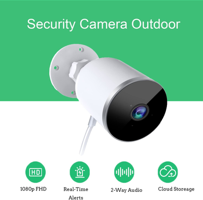 1080P HD WiFi Security Camera Outdoor with 103° Wide-Angle Infrared Night Vision, Wireless Motion Detection, Two-Way Communication, Waterproof IP66, SD Card and Cloud Storage