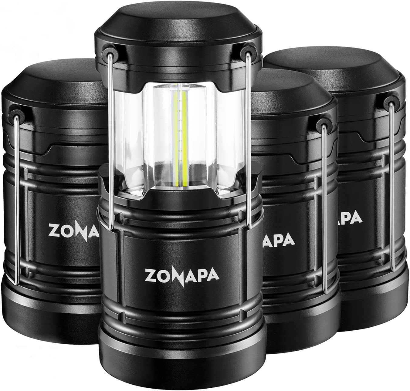 4-Pack Outdoor LED Lantern W/ Magnetic Base, Battery Powered, Portable Camping Light - Ultra-Bright Camp or Emergency Lighting - Indoor, Outdoor Hanging Hook