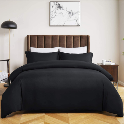 Bedsure Black Duvet Cover Full Size - Brushed Microfiber Soft Full Size Duvet Cover 3 Pieces with Zipper Closure, 1 Duvet Cover 80x90 inches and 2 Pillow Shams