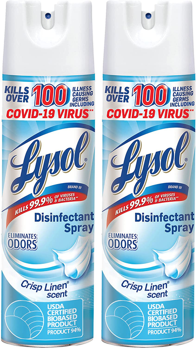 Lysol Disinfecting Spray, Crisp Linen, 19oz. (Pack of 2), Packaging May Vary