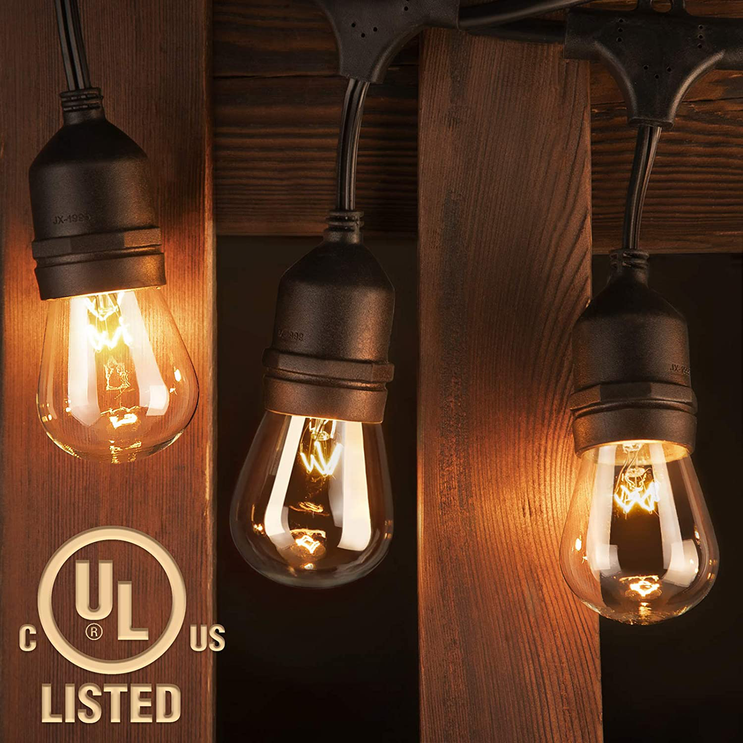 addlon 96 FT (2x48FT) Outdoor String Lights Commercial Grade Strand 32 Edison Vintage Bulbs 30 Hanging Sockets, UL Listed Heavy-Duty Decorative Café Patio Lights for Garden, White