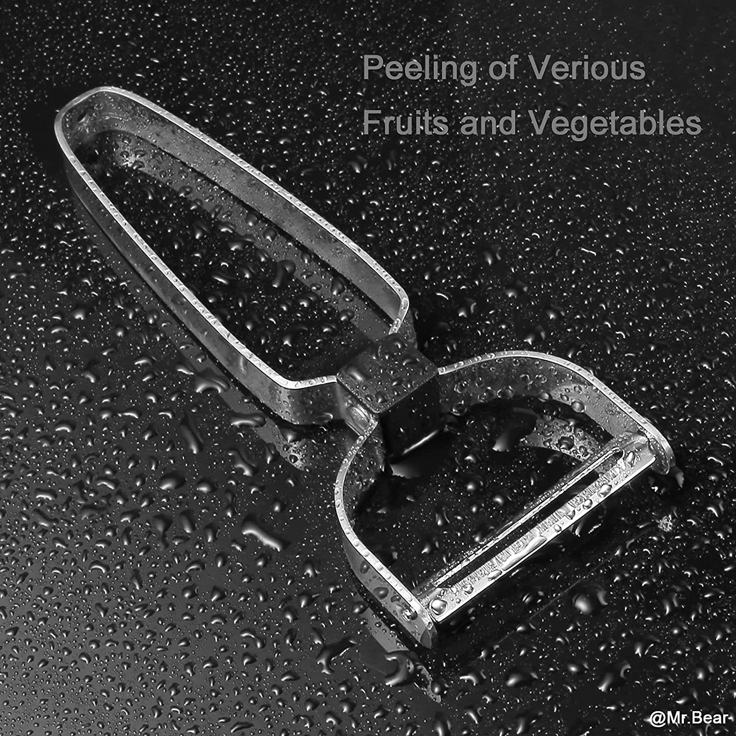 Mr.Bear Vegetable & Fruit Peeler Accessory for Kitchen, Y-Shaped Peelers for Potato, Carrot, Veggie, Fruit, Good Grip Stainless Steel Swivel with Ergonomic Non-Slip Handle, 1451.5Cm, (RICHI-001)