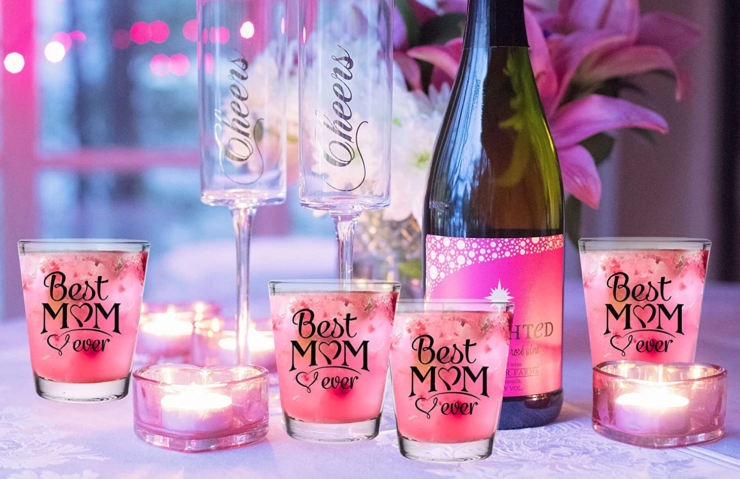 Best Mom Shot Glasses Gift - "Best Mom Ever" - Unique Novelty Present for Mother’S Day, Birthday, Anniversary – Ideal Present for Mom, Wife, New Mom - 2 Oz - Set of 6 - with Gift Box - by Bisyata