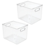 mDesign Plastic Food Storage Container Bin with Handles - for Kitchen, Pantry, Cabinet, Fridge, Freezer