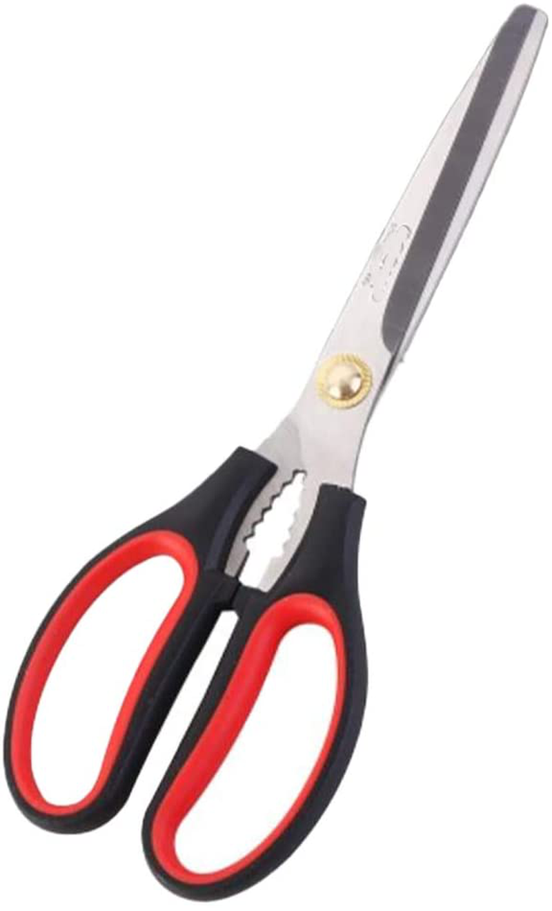 (Florian) Korean Barbecue Kalbi Rib and Meat Cutting Talent Multi Proposal Shears Serrated / Quality Stainless Steel Scissors BBQ Shears /Food Grade Stainless (3.0T 9.8 Inch)