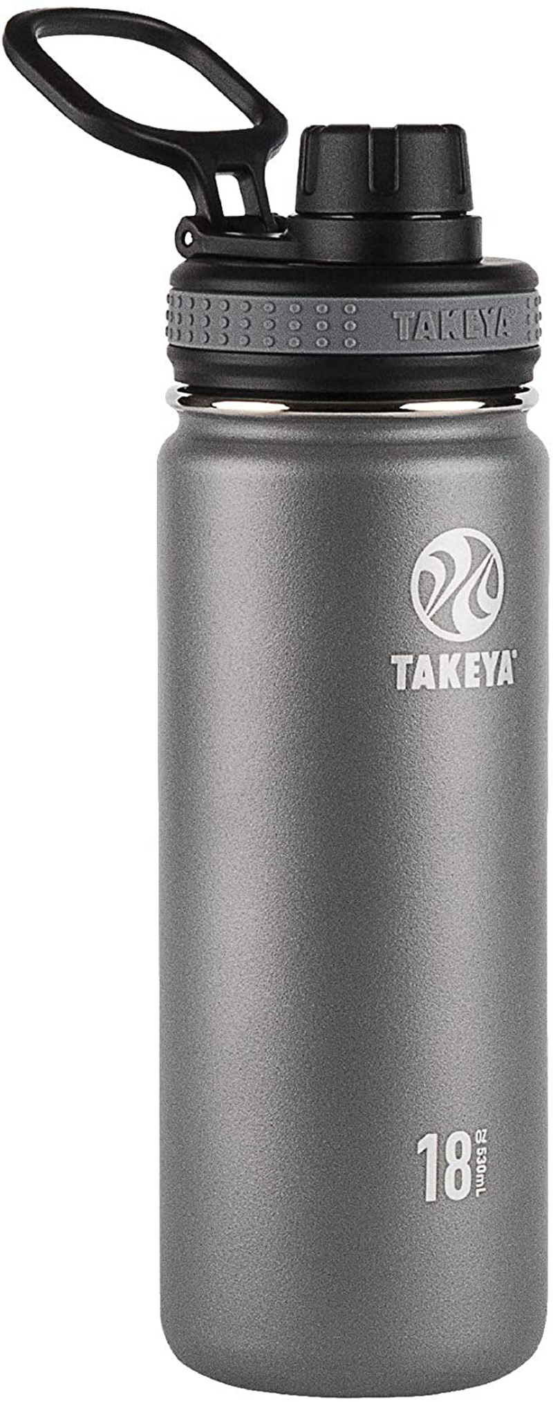 Takeya Originals Vacuum-Insulated Stainless-Steel Water Bottle, 18oz, Graphite