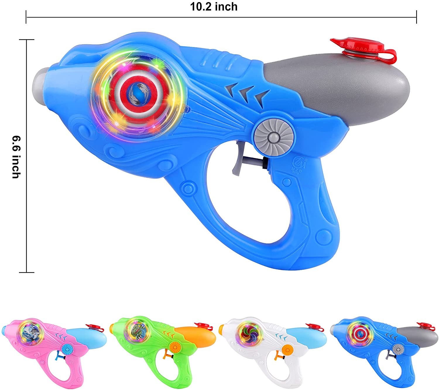 4 Pack Water Gun Light up Turning Wheel Water Fighting, Swimming Pool Playing, Family Water Fun, Outdoor Activity Toys