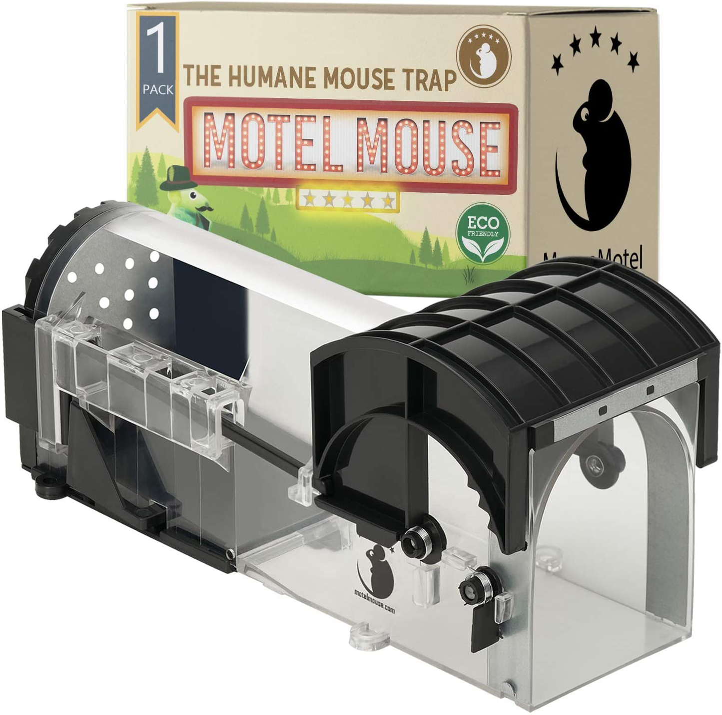 Humane Mouse Trap for Indoors Outdoors - Live Catch Release - Highly Sensitive and Secure - Pet and Child Safe - Reusable - Easy to Clean - Capture Mice Alive - No Kill (1Pack - Onyx Transparent)