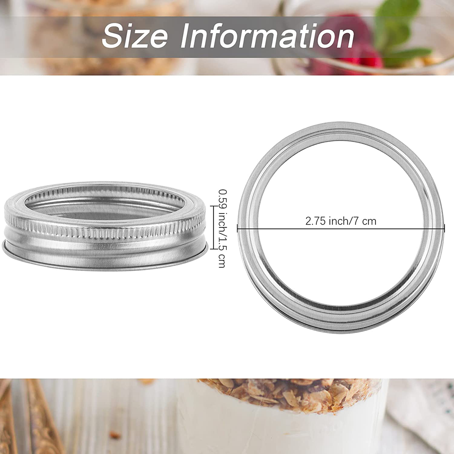 Ruisita 12 Pieces Gold Mason Jar Metal Rings Canning Jar Lids Regular Mouth Canning Supplies Rust Proof Jar Rings for Canning Fruits, Cookies, Candies Storing