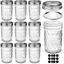 Mason Jars 8 OZ, AIVIKI Glass Regular Mouth Canning Jars with Silver Metal Airtight Lids and Bands for Sealing, Canning, Dry Food, Preserving, Jam, Honey, Jelly, Meal Prep, Overnight Oats, Food Storage, Salads 10 Pack 12 Whiteboard Labels