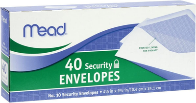 Mead 10 Security Envelopes, 40 Count (75214) , White
