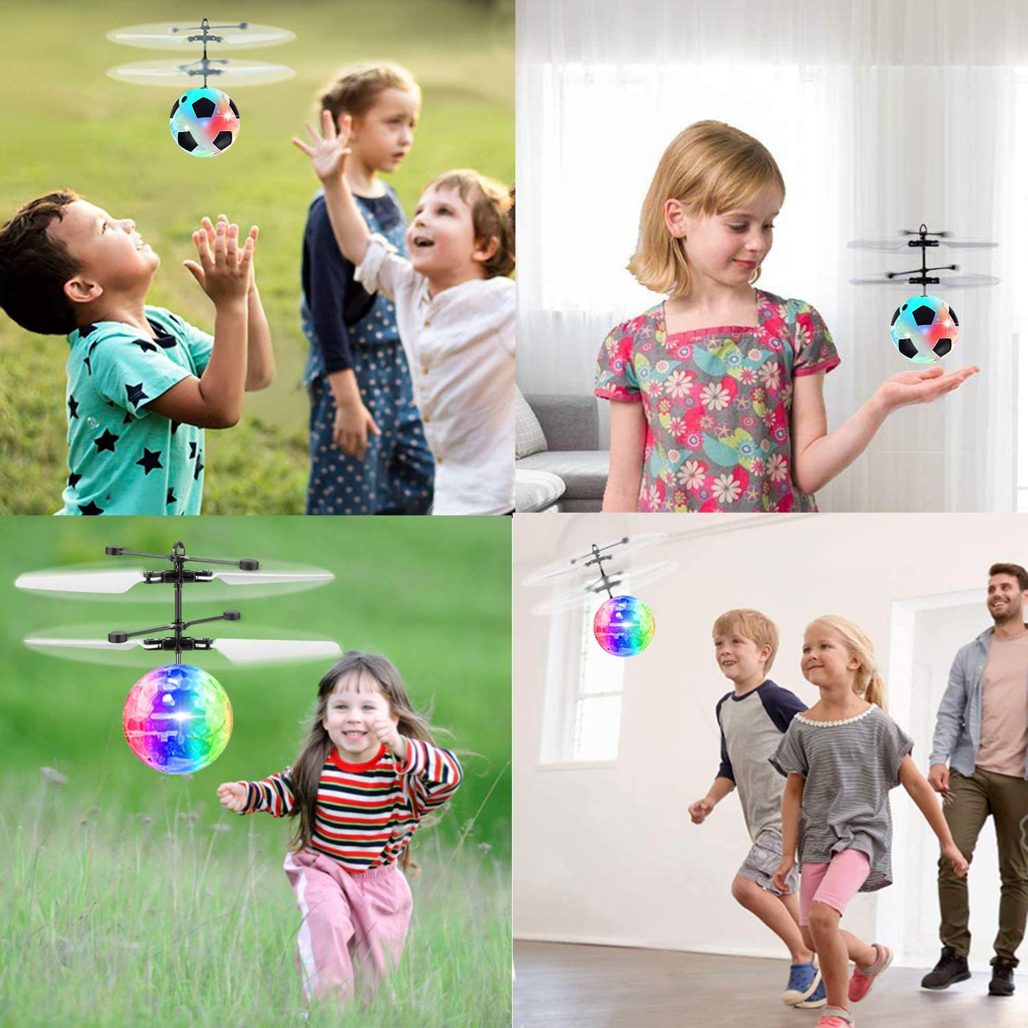 Aircraft Toy 2 Pack Flying Ball Toys Drones, RC Flying Toy for Kids Boys Girls Gifts Hand Controlled Helicopter Infrared Induction Flying Light up Ball with 2 Remote Controller for Indoor Outdoor