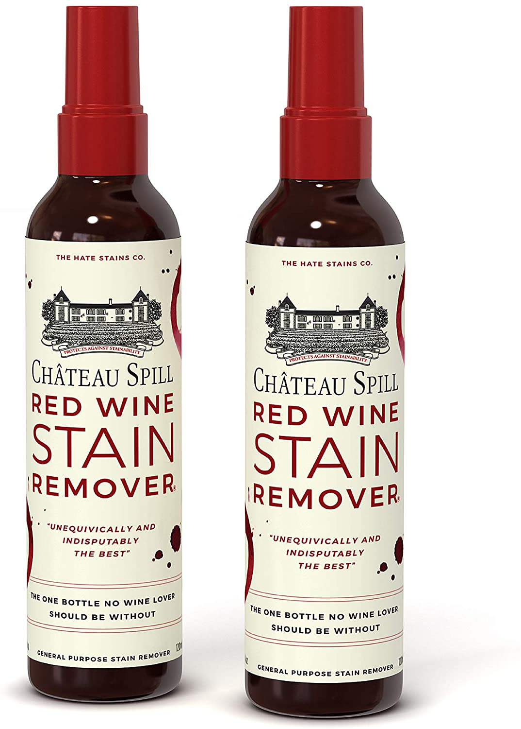 Chateau Spill Red Wine Stain Remover – Super Concentrated and Safe Spray Cleaner for New and Set-In Wine Stains on Carpet, Rugs, Clothing Upholstery and Laundry (120Ml, 4 Oz Spray Bottle)