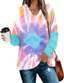 WIHOLL Women's V Neck Hoodie Sweatshirts Tie Dye Casual Long Sleeve Pullover Tops