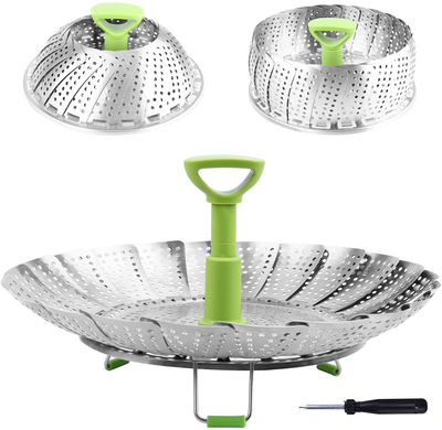 Steamer Basket Stainless Steel Vegetable Steamer Basket Folding Steamer Insert for Veggie Fish Seafood Cooking, Expandable to Fit Various Size Pot (5.1" to 9")