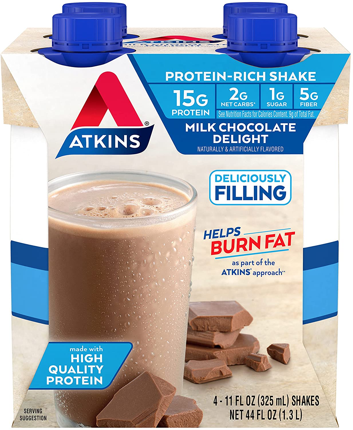 Atkins Gluten Free Protein-Rich Shake, Creamy/French Vanilla, Keto Friendly, (Packaging May Vary) , 11 Fl Oz (Pack of 4)