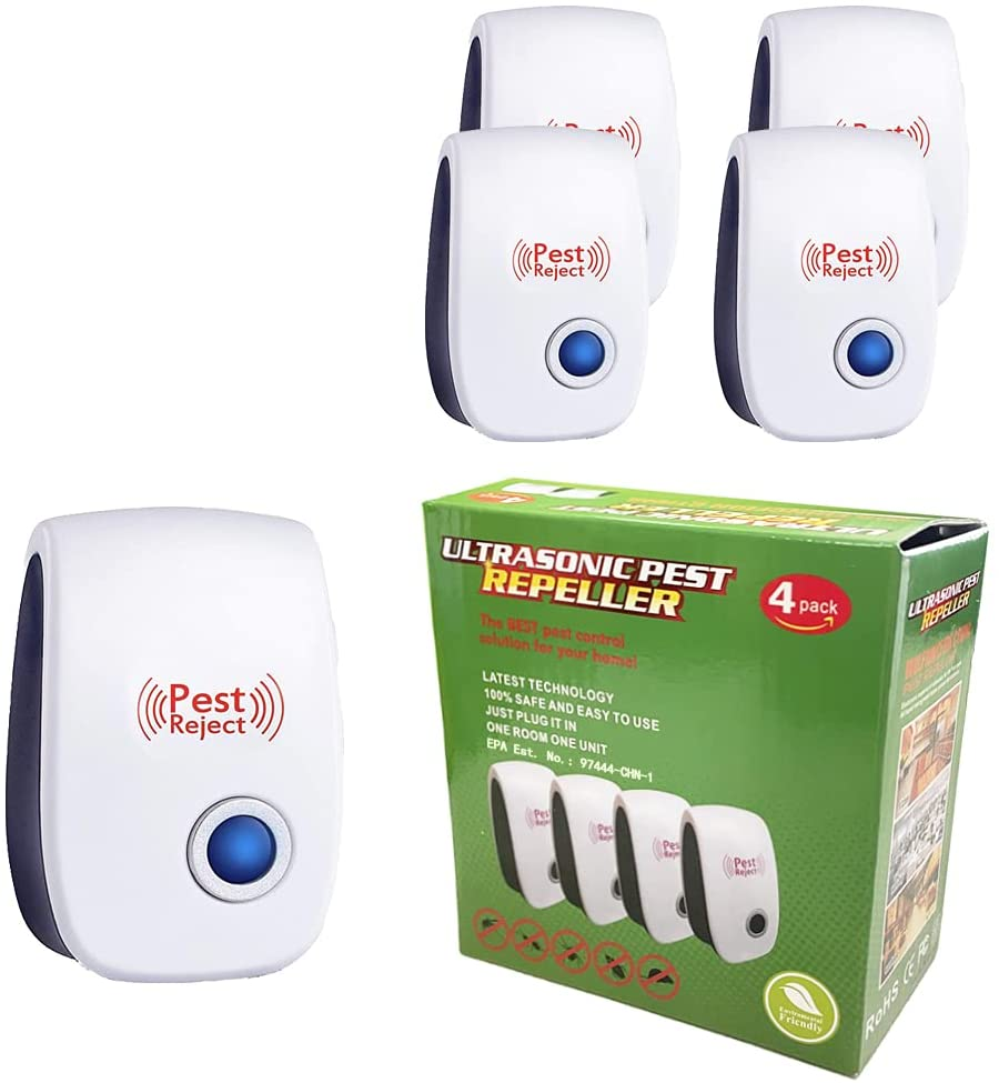 4 Pack Pest Repeller, Mice Repellent, Ant Cockroaches Mosquitoes Bed Bugs Spiders Repellent Indoor, Electronic Pest Repeller