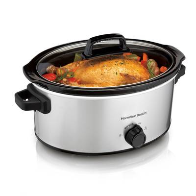 Hamilton Beach 6 Quarts Slow Cooker, Large Capacity, Silver