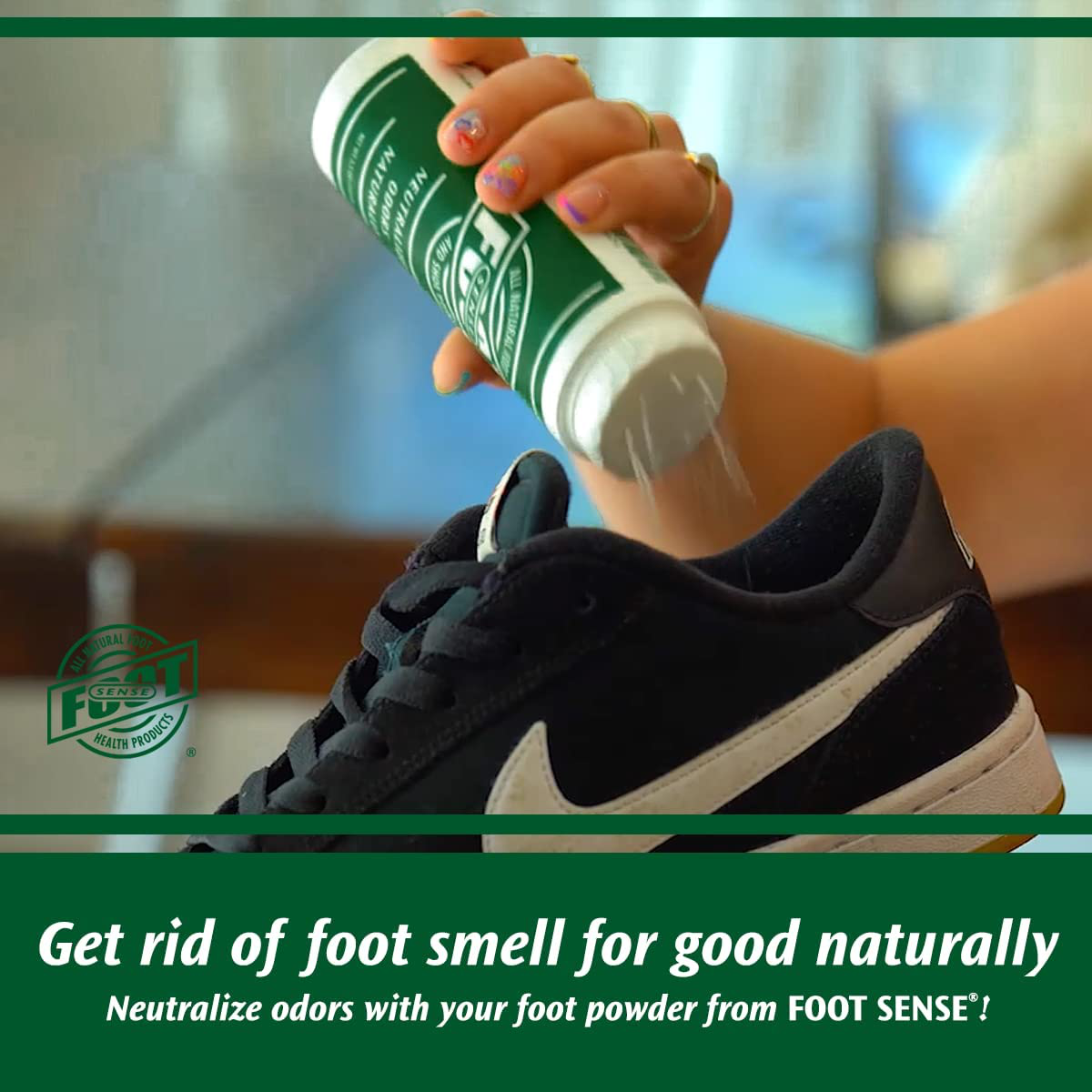 Natural Foot and Shoe Odor Eliminator – Talc-Free Shoe Deodorizer and Body Powder Neutralizes Smelly Odors – Long-Lasting, Fast-Acting Foot Powder for Kids and Adults – Usa-Made by Foot Sense, 3.5 Oz.